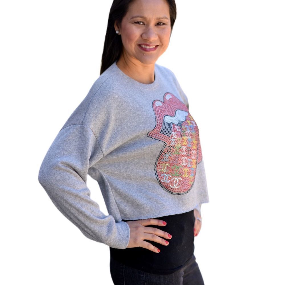 Crewneck Sweatshirt W/ Multicolor Rolling Stones - Picture 3 of 7